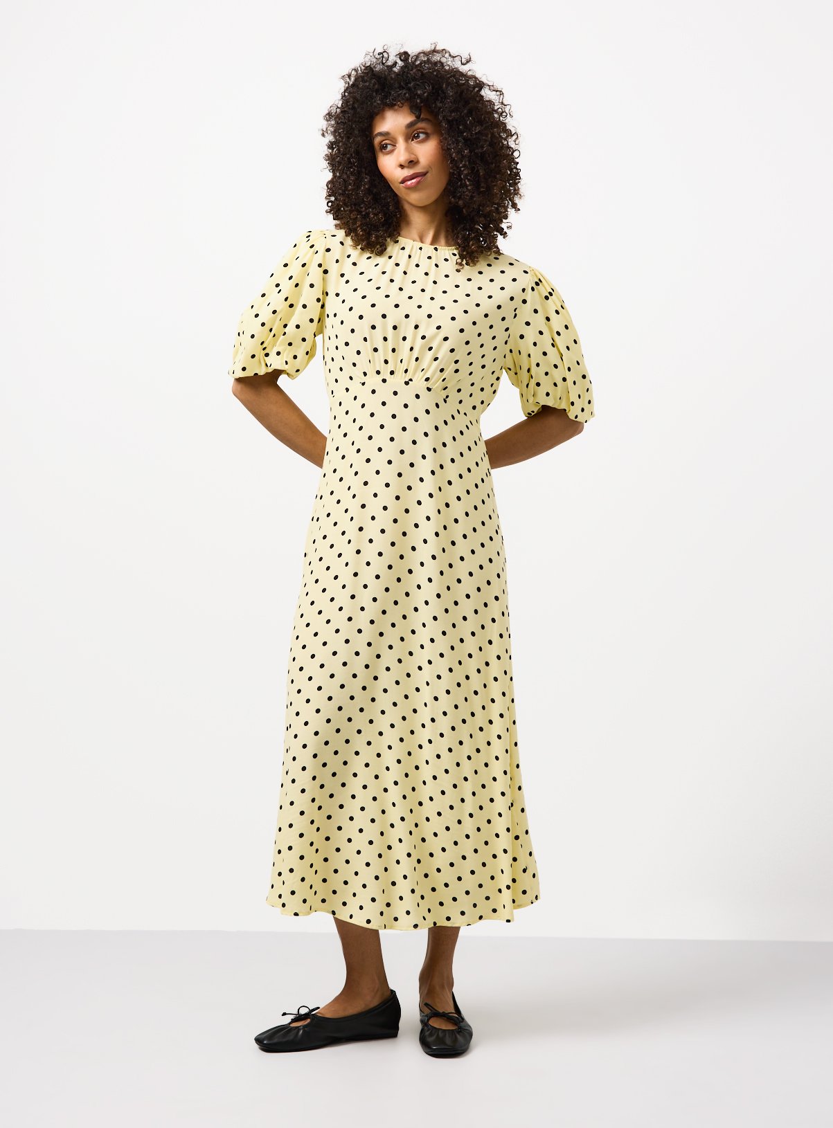 Light Yellow Polka Dot Print Midaxi Dress 18 - Image 2 thumbnail